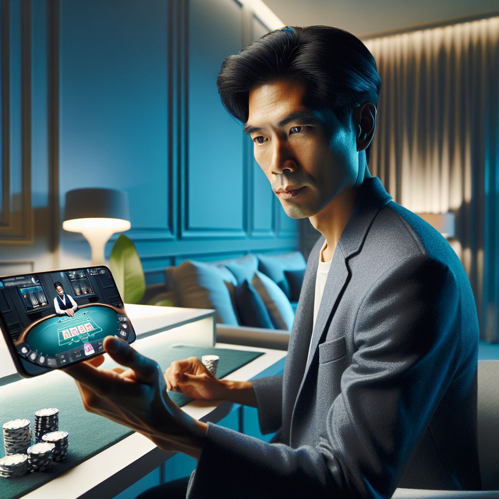 Focused mobile user in Bangladesh checking live gaming options on a modern interface